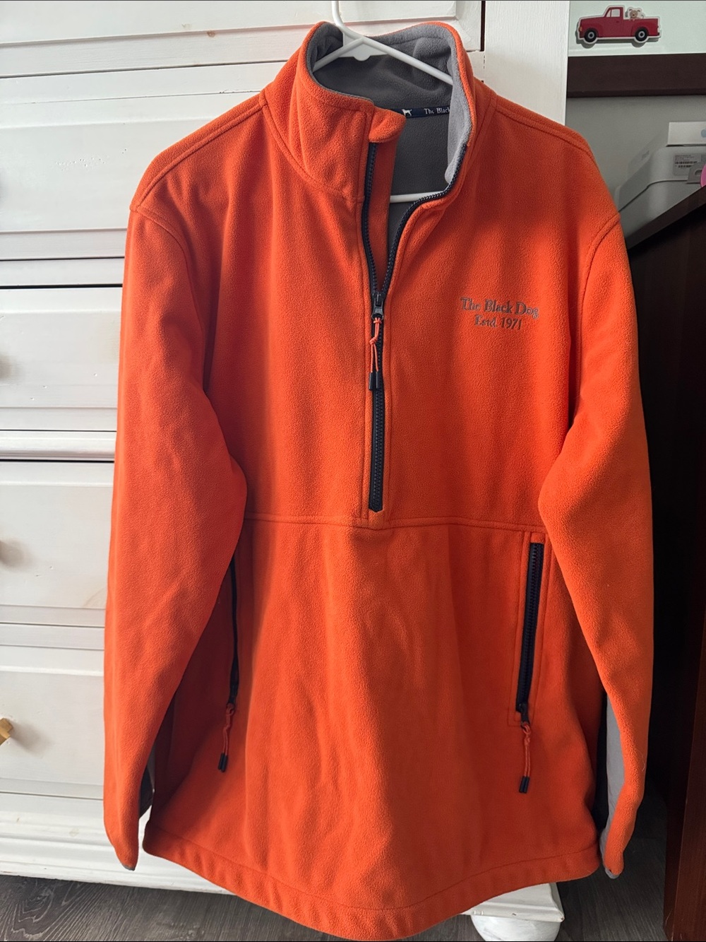 The Black Dog Bright Orange Quarter-Zip Fleece Pullover